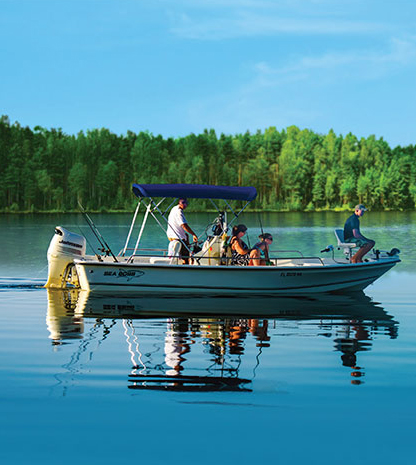 Small fishing boat in the water