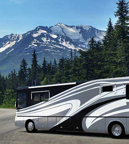 Motorhome parked in mountains