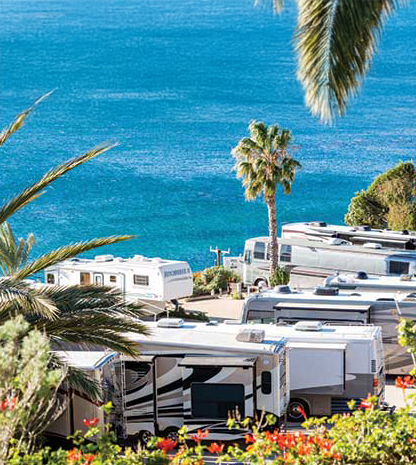 RVs parked by the beach